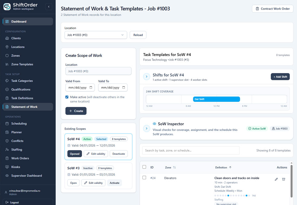 ShiftOrder - Plan de Producție